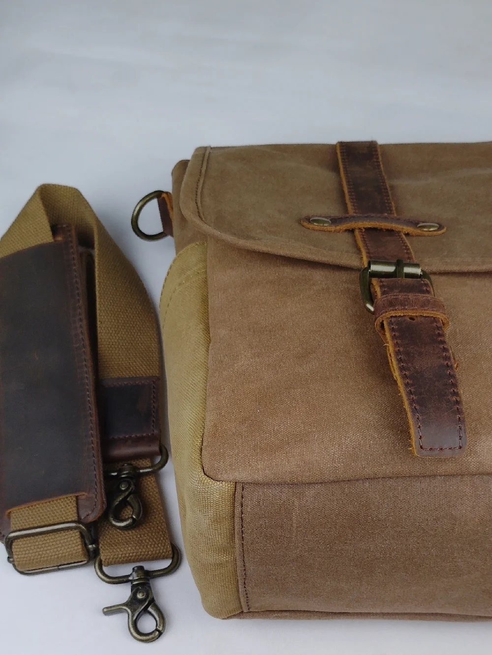 Newhey Men's Canvas And Leather Laptop Messanger Bag.